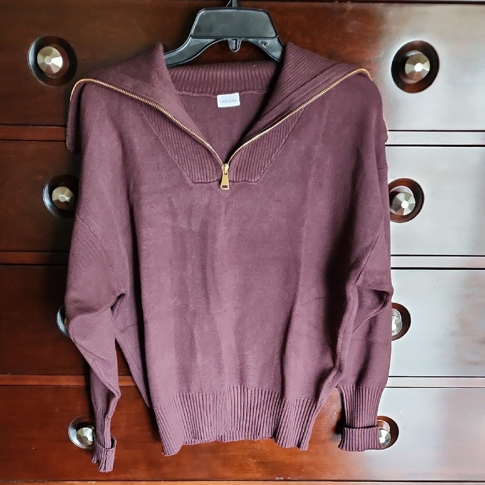 Lascana Brown and Gold Zip Up Sweater